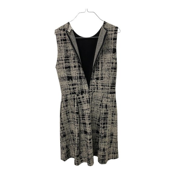 Of Mercer Beacon Dress MEDIUM Black White Sleeveless Abstract Print Fit & Flare - Picture 4 of 7